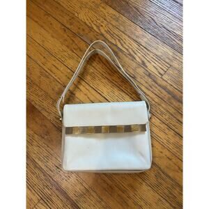 Vintage Pedro Mayorga Purse Womens Shoulder Bag Leather Gold Square Detail 80s